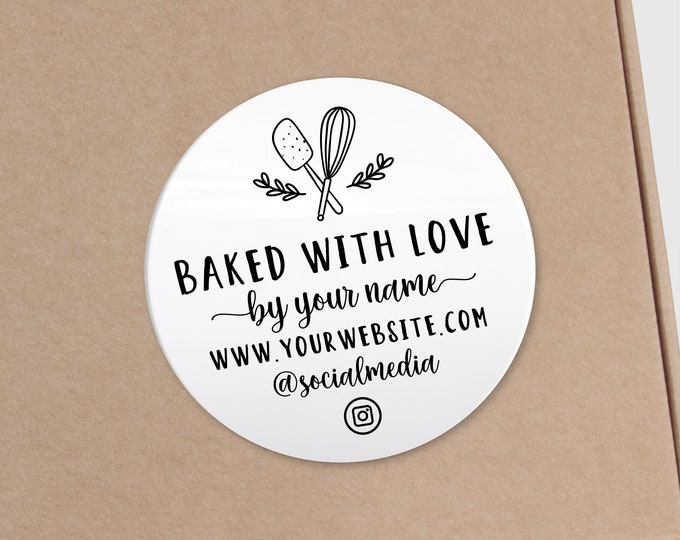 Thank you business food cake dessert bakery cupcake stickers, Baked with love stickers, Your text here sticker, Business branding sticker