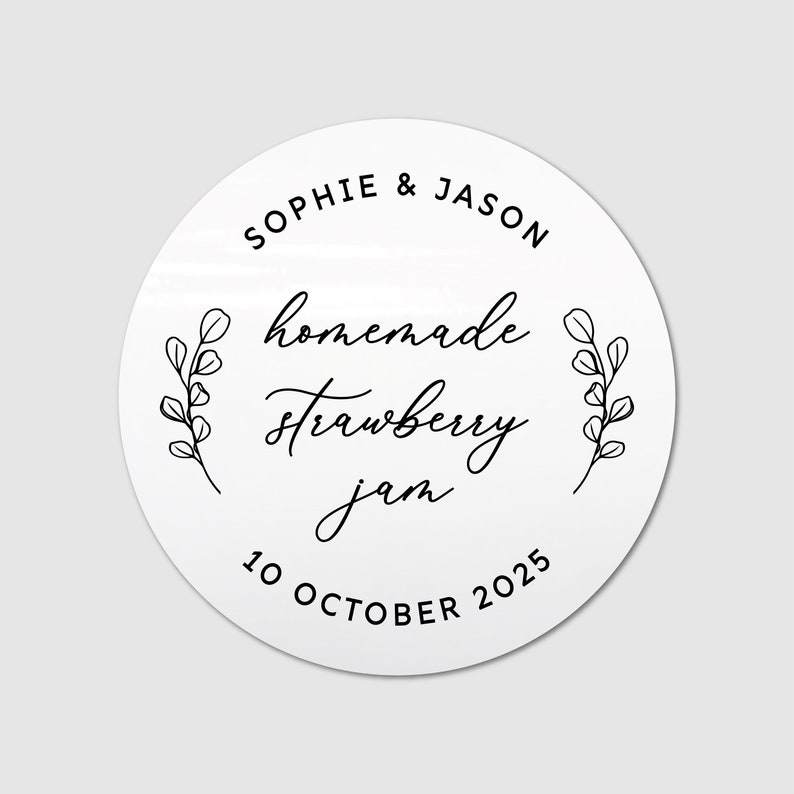 Custom wedding gold foil favor stickers labels for jars, Personalized wedding jam favor sticker, Jam packed with love labels White - Black Text