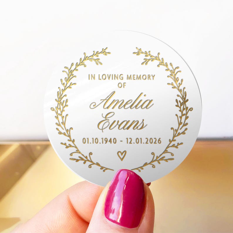 In Memory Small Tags Funeral Stickers With Dates Custom, Personalised in Memory of Labels ...