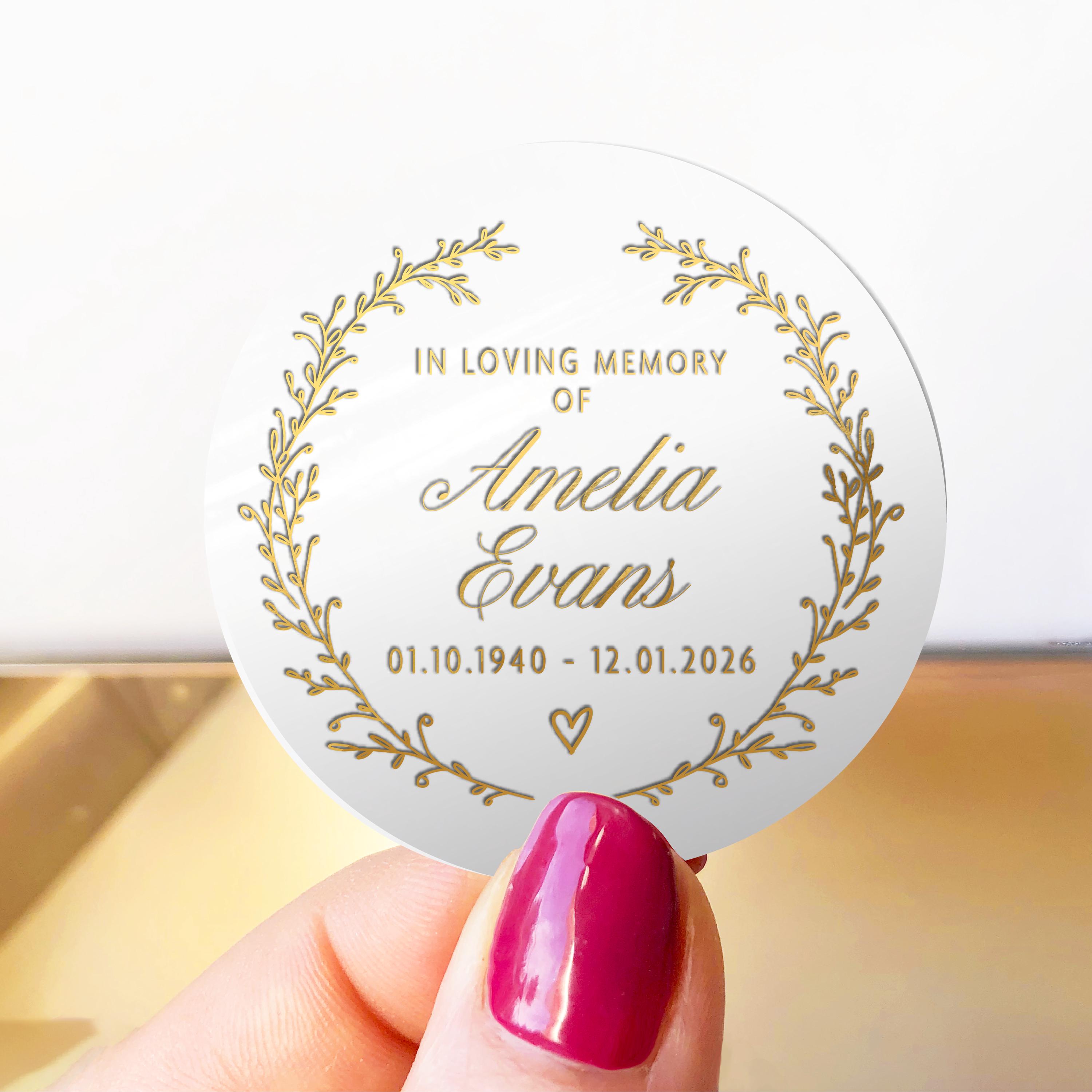 Funeral Sticker Frame Funeral Stickers With Dates Custom, Personalised in Memory of Labels ...