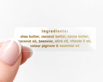 Custom Ingredient Stickers, Food Label Stickers, Personalised Product Ingredient Labels, Cosmetic & Skincare Ingredient Packaging Stickers