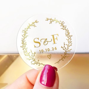 Pegatinas personalizadas con monogramas iniciales para recuerdos de fiesta, pegatinas con monogramas de boda para sobres, pegatinas doradas para invitaciones de boda