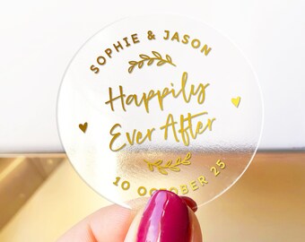 Custom wedding Happily Ever After favors thank you stickers, Wedding Envelope Seals, Wedding Thank You labels, Engagement Party Stickers