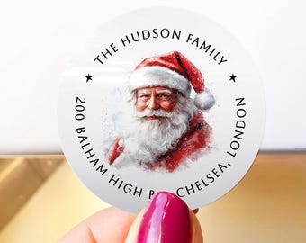 Adhesive Christmas Return Address Labels, Peel And Stick Minimal Christmas Address Labels, Modern Round Return Address Sticker Design