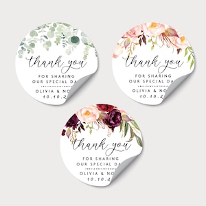Personalized Wedding Thank You Stickers, Custom Round Thank You Labels, Clear Favour Thank You Stickers, Elegant Thank You Envelope Seals