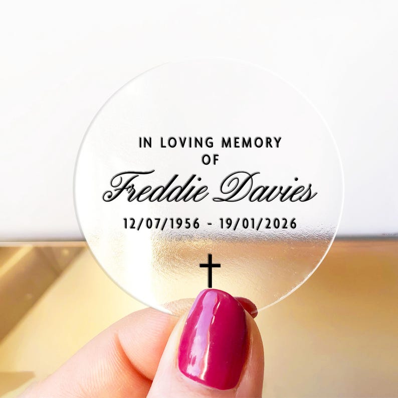 Gold Foil Funeral Stickers Personalised, Silver Foil Memorial Sticker ...