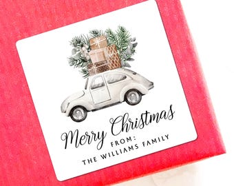 Pegatinas navideñas para coche para envolver regalos, bonitas pegatinas navideñas cuadradas para envolver regalos, pegatinas navideñas rústicas para envolver regalos.
