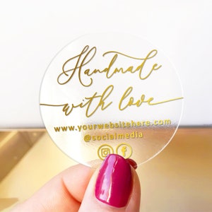 Foglio di adesivi "Fatto con amore", etichette adesive personalizzate, adesivi personalizzati, adesivi "Fatto con amore", adesivi rotondi in carta kraft