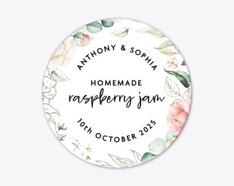 Wedding monogram succulent circle favors stickers labels, Gold foil stickers, Personalized labels stickers