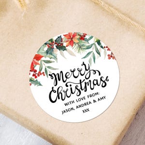Personalised Children’s Christmas Gift Stickers, Hand Lettered Christmas Sticker Designs, Red And Green Christmas Labels