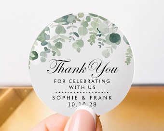 Wedding Round Thank You Stickers, Personalised Wedding Favour Labels, Custom Thank You Seals, Round Wedding Stickers