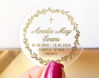Funeral Candle Sticker Labels Custom, Memorial Jar Sticker Labels Personalised, Custom Name Funeral Sticker Labels