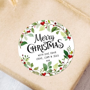 Personalised Christmas Gift Labels, Round Customized Stickers For Gift Wrapping, Personalized Stickers For Presents, Etsy Shop Stickers