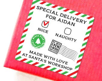 Special Delivery From Santa Gift Stickers, Christmas Gift Bag Santa Stickers, Holiday Gift Box Santa Labels, Santa Delivery Stickers
