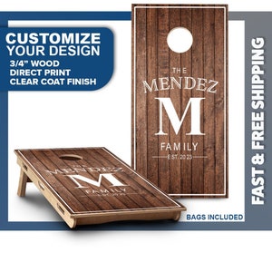 Custom Cornhole Board Set | Monogram Cornhole Boards | Personalized Bag Toss Board Game | Outdoor Cornhole Game Set | Outdoor Lawn Game