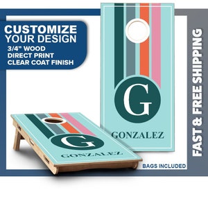 Custom Cornhole Board Set | Monogram Cornhole Boards | Personalized Bag Toss Board Game | Outdoor Cornhole Game Set | Outdoor Lawn Game