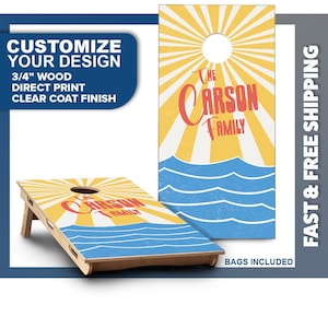 Custom Cornhole Board Set | Beach Cornhole Boards | Personalized Bag Toss Board Game | Outdoor Cornhole Game Set | Outdoor Lawn Game