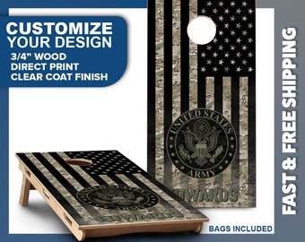 Custom US Army Cornhole Board Set | Military Cornhole | Personalized Bag Toss Board Game | Outdoor Cornhole Game Set | Outdoor Lawn Game