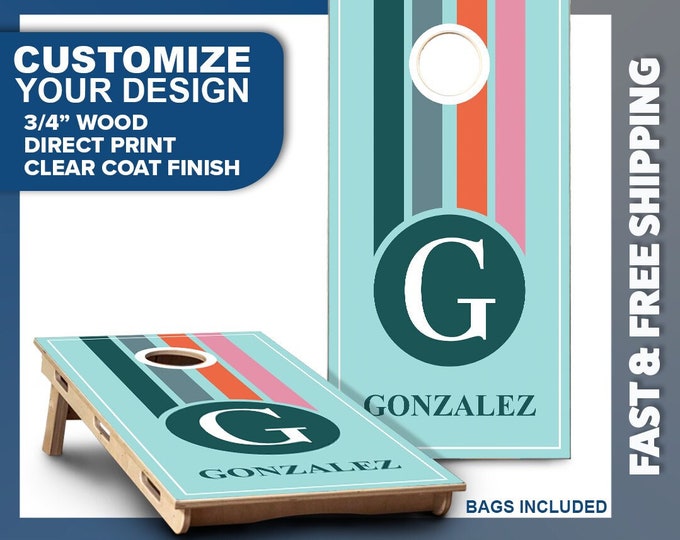 Custom Cornhole Board Set | Monogram Cornhole Boards | Personalized Bag Toss Board Game | Outdoor Cornhole Game Set | Outdoor Lawn Game