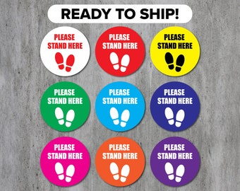 Round 3M Adhesive Non-Slip PVC Vinyl Floor Stickers Bulk Quantity Complete Thrive 12 Inch Social Distancing Floor Decals 6 Feet Distance Floor Sign 10