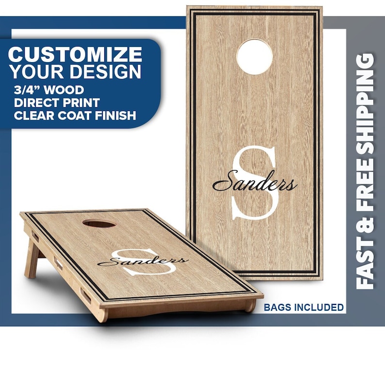 Custom Cornhole Board Set | Monogram Cornhole Boards | Personalized Bag Toss Board Game | Outdoor Cornhole Game Set | Outdoor Lawn Game