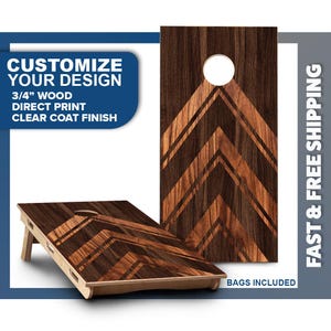 Custom Cornhole Board Set | Wood Grain Cornhole Boards | Personalized Bag Toss Board Game | Outdoor Cornhole Game Set | Outdoor Lawn Game