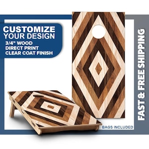 Custom Cornhole Board Set | Wood Grain Cornhole Boards | Personalized Bag Toss Board Game | Outdoor Cornhole Game Set | Outdoor Lawn Game