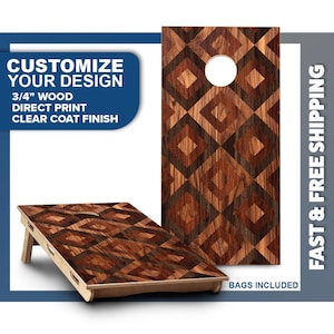 Custom Cornhole Board Set | Geometric Cornhole Boards | Personalized Bag Toss Board Game | Outdoor Cornhole Game Set | Outdoor Lawn Game