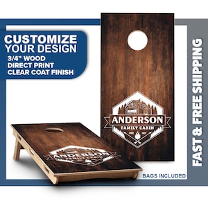 Custom Cornhole Board Set | Family Cabin Cornhole Boards | Personalized Bag Toss Board Game | Outdoor Cornhole Game Set | Outdoor Lawn Game