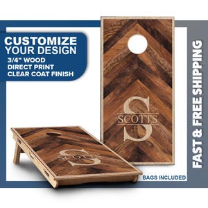 Custom Cornhole Board Set | Monogram Cornhole Boards | Personalized Bag Toss Board Game | Outdoor Cornhole Game Set | Outdoor Lawn Game
