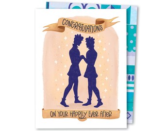 EnGAYgement Fairy Tale | Pride LGBTQ Wedding Card | Love is Love Card | Gay Bisexual Transgender Queer Pride Engagement Card | LGBTQIA+ Card