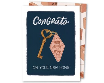 Congrats on Your New Home | Vintage Keys | Cute New Home Greeting Card | Housewarming Card | Congratulations Moving Card | Happy New Home