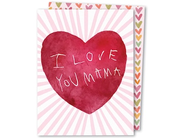 Love You Mama | Mother's Day Card From Kid | Child's Valentine's Day Card | Card From Toddler | Father's Day Card | Birthday Card From Kids