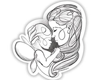 Bereaved Mom Sticker: Mother & Angel Waterproof Vinyl Decal