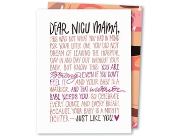 Dear NICU Mama | Neonatal Intensive Care Unit | NICU Support Card | NICU Inspirational Card | Mother's Day Card | Empathy Card