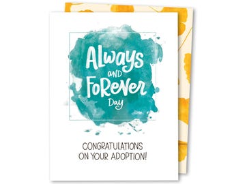 Immer + Für immer-Tageskarte • Glückwunsch zur Adoption • Stolze Begrüßung der Familie • Tierbesitzer-Adoptionskarte