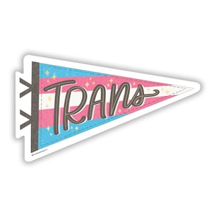 Trans Pennant | LGBTQ Rainbow Waterproof Sticker | Pride LGBTQ Sticker | Transgender Queer Pride Sticker | Transgender Flag Sticker