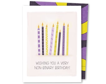 Non-Binary Birthday Card | Wishing You A Very Non-Binary Birthday | Enby Birthday Card
