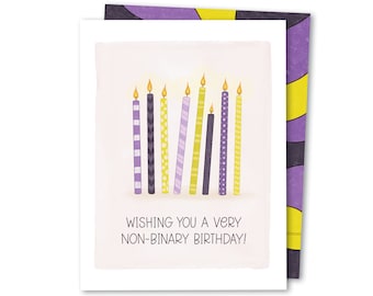 Non Binary Birthday | Happy Non Binary Birth They | LGBTQIA Bday Card | Card For Them | Queer Birthday Card | Gay Bday | Pronouns Matter