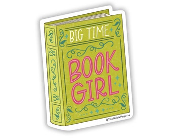 Big Time Book Girl Girl Aufkleber: Wetterfester Laptop Aufkleber