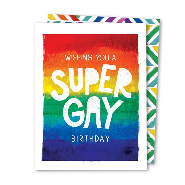 Super Gay Birthday Card | LGBTQIA Birthday | Gay Lesbian Transfender Queer Birthday Card | Rainbow Flag Bday | Non Gendered Birthday Card