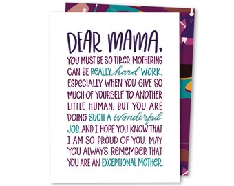 Dear Mama | New Baby Congratulations Card For New Mother | New Mom Pregnancy Congratulations Card | New Mom Card | Mother's Day Card