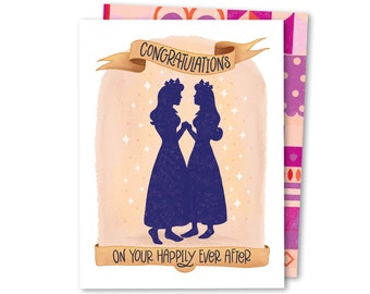 EnGAYgement Fairy Tale | Pride LGBTQ Wedding Card | Love is Love | Lesbian Bisexual Transgender Queer Pride Engagement Card | LGBTQIA+ Card