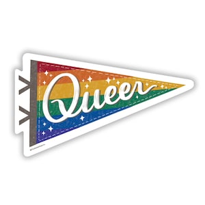 Queer Wimpel Aufkleber: Regenbogen LGBTQ Pride, wasserfestes Vinyl