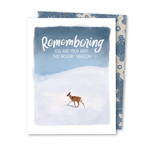 Se souvenir de votre bébé | Carte de Noël de perte de fausse couche de sympathie | Carte de Noël de soutien au souvenir du chagrin du cerf en scène de neige