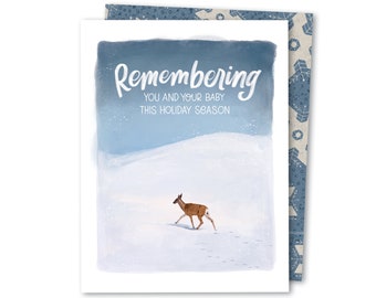 Remembering Your Baby | Sympathy Miscarriage Loss Christmas Holiday Card | Snow Scene Deer Grief Remembrance Supportive Christmas Card