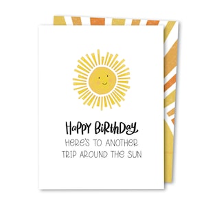 Another Trip Around The Sun | Cute Birthday Card | Cute Sun Birthday Greeting Card | Age Positive Greeting Card | Gender Neutral Cute Bday