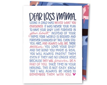 Dear Loss Mama | Child Loss Sympathy Card | Bereaved Mother Card | Infant Loss Mother's Day Card