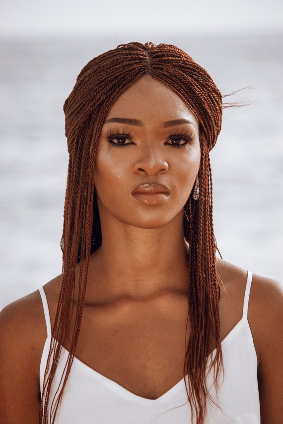 Short Color 35 Burgundy Senegalese Twist Braided Wig Etsy