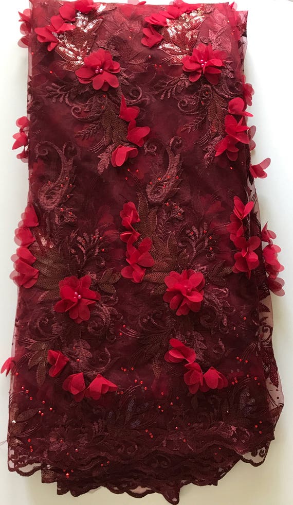 Tulle dentelle avec fleur 3D des et perles appliques et des 3D paillettes pour mariage nigérian et africain 450c73 Tulle dentelle avec fleur 3D des et perles appliques et des 3D paillettes pour mariage nigérian et africain 450c73